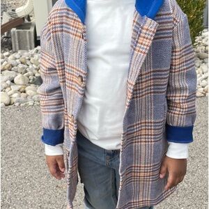 Shein kids plaid print hooded jacket  size 7